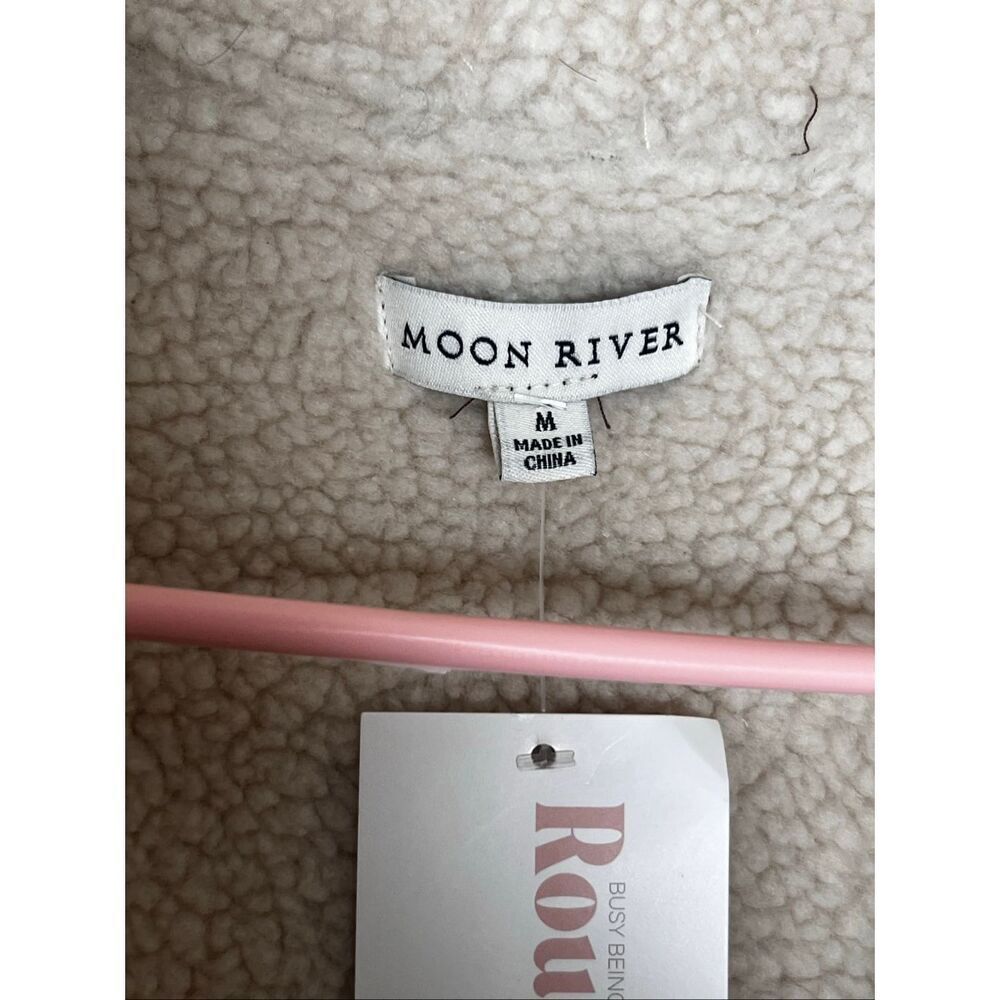 Moon River M anthropologie Ellie Faux Shearling brown Vest moto Viking - Picture 11 of 11